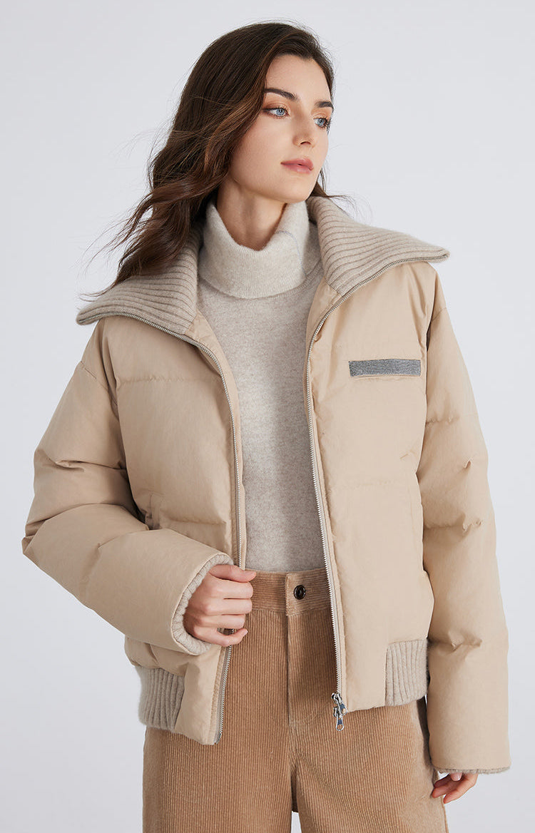 Kaşmir & Kaz Tüyü Dolgulu Geniş Yaka Mont