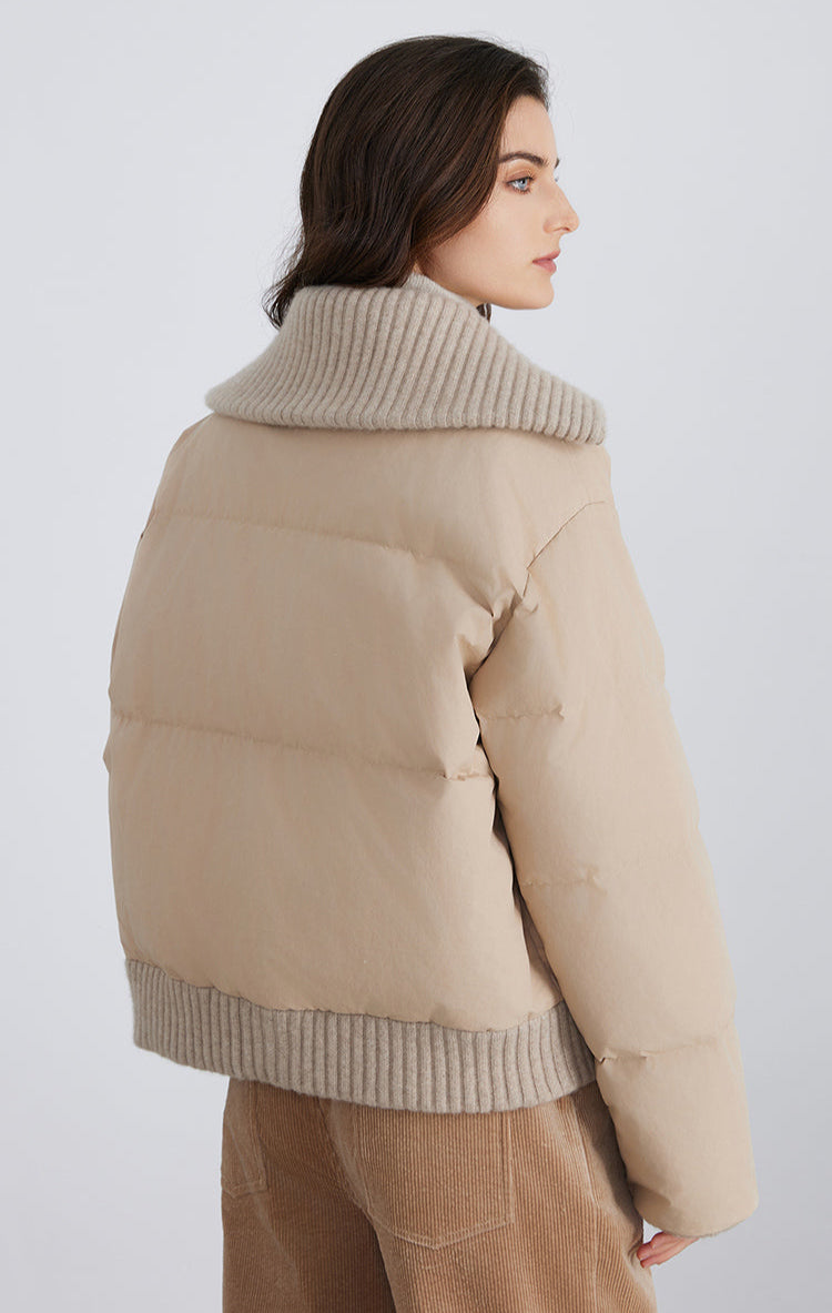 Kaşmir & Kaz Tüyü Dolgulu Geniş Yaka Mont