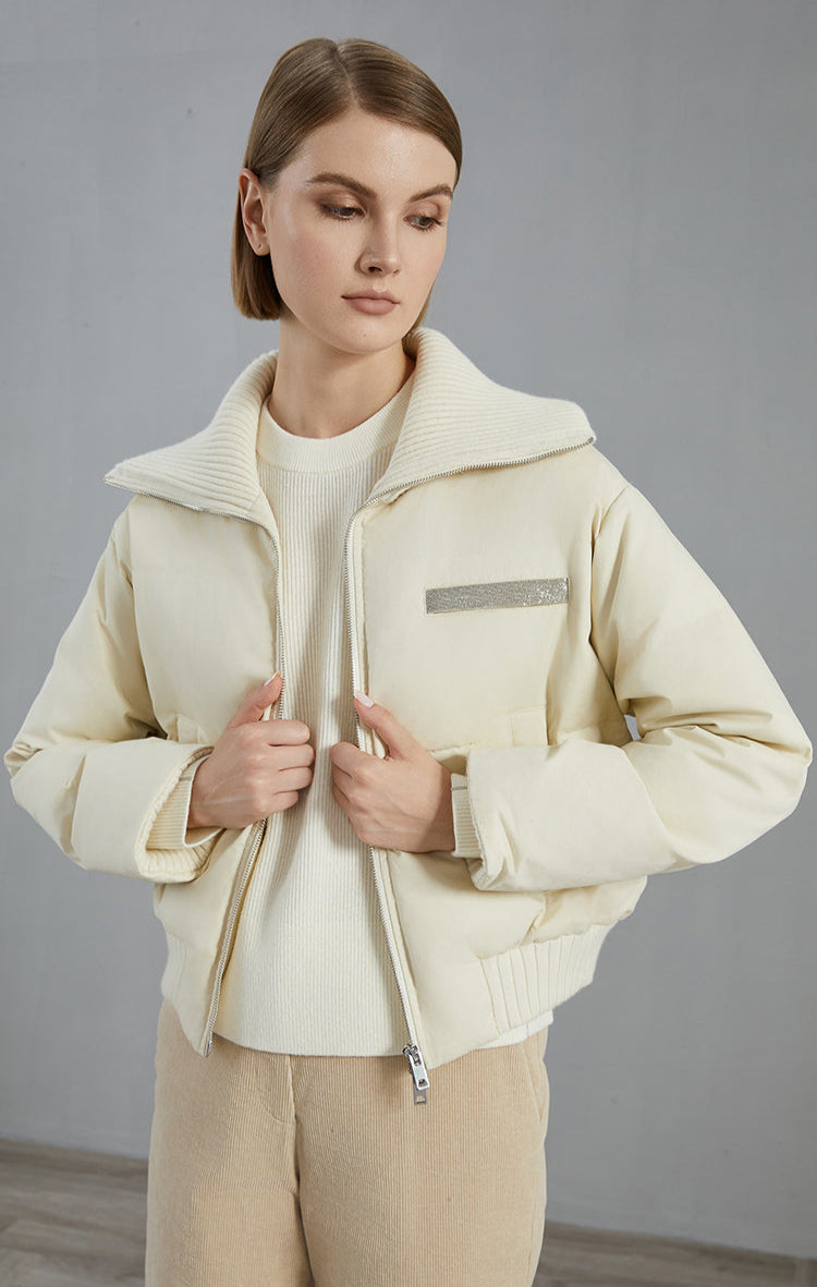 Kaşmir & Kaz Tüyü Dolgulu Geniş Yaka Mont