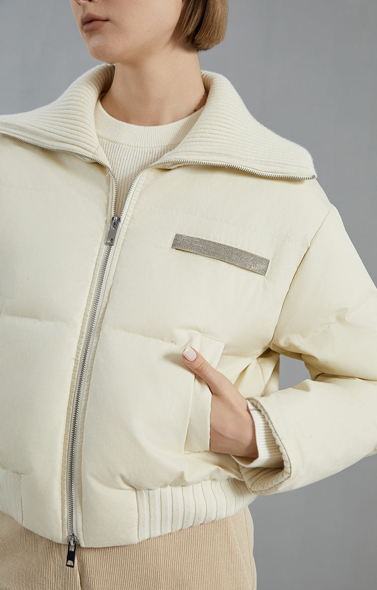 Kaşmir & Kaz Tüyü Dolgulu Geniş Yaka Mont