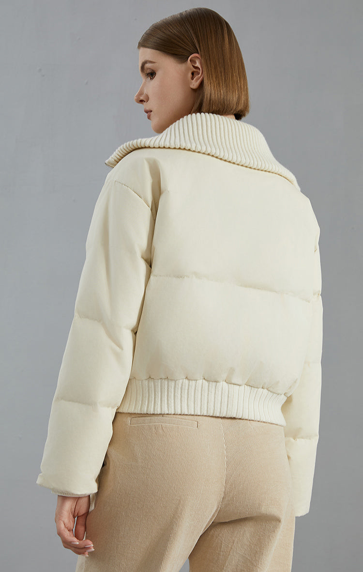 Kaşmir & Kaz Tüyü Dolgulu Geniş Yaka Mont