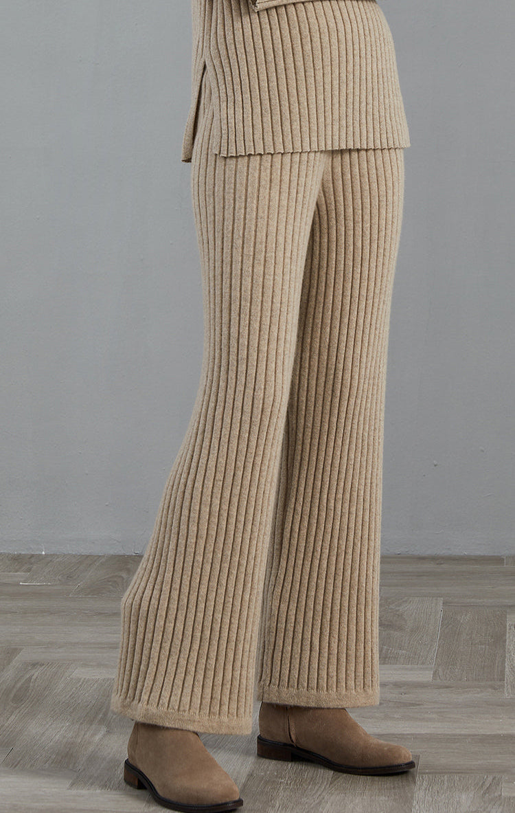 Saf Kaşmir Ribanlı Geniş Paçalı Pantolon
