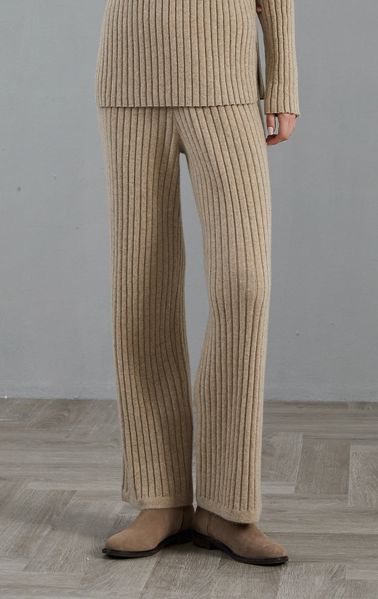 Saf Kaşmir Ribanlı Geniş Paçalı Pantolon