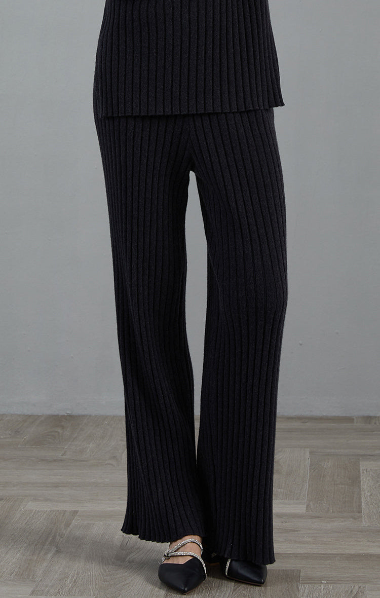 Saf Kaşmir Ribanlı Geniş Paçalı Pantolon