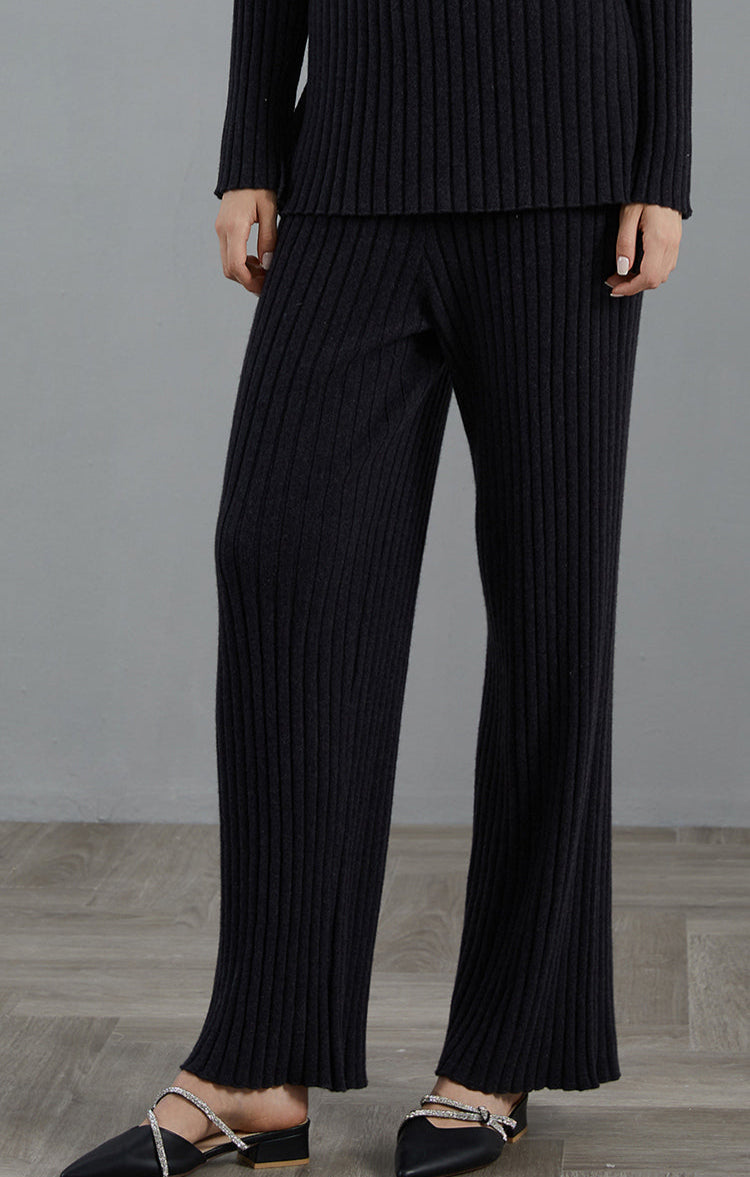 Saf Kaşmir Ribanlı Geniş Paçalı Pantolon