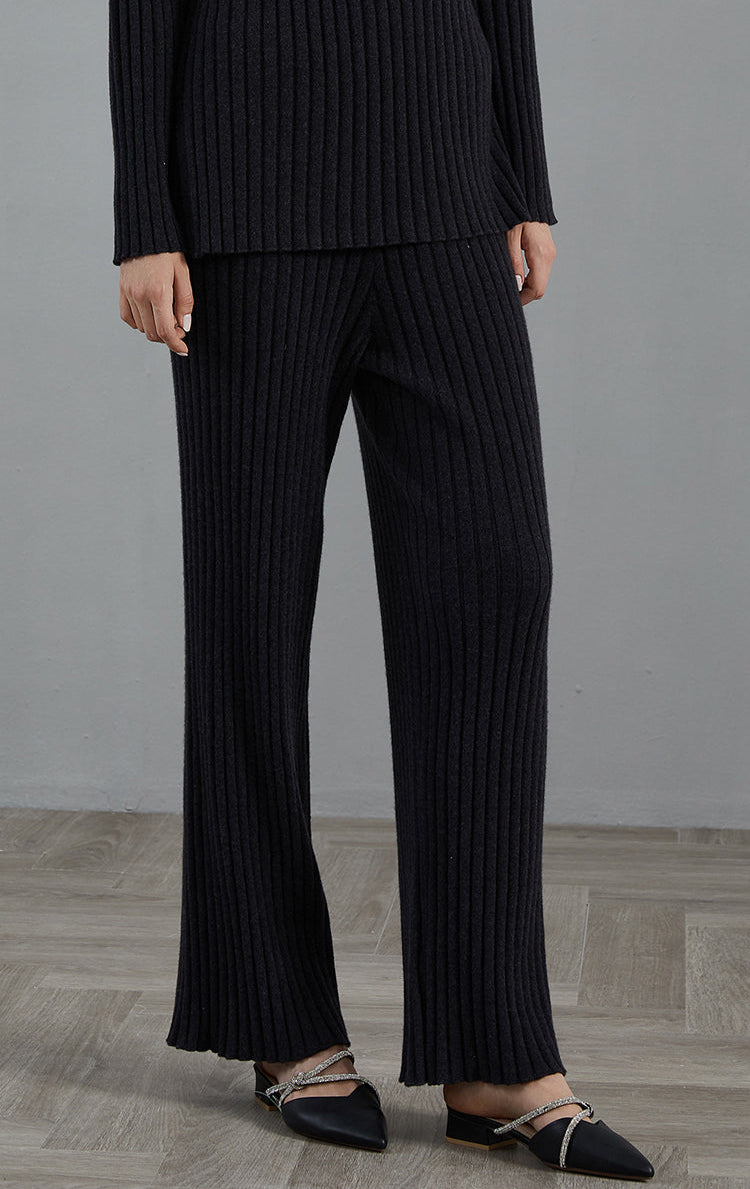 Saf Kaşmir Ribanlı Geniş Paçalı Pantolon