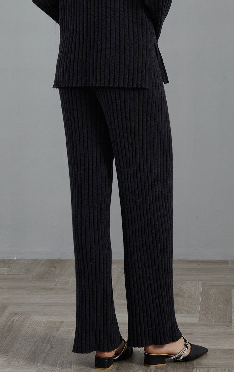 Saf Kaşmir Ribanlı Geniş Paçalı Pantolon