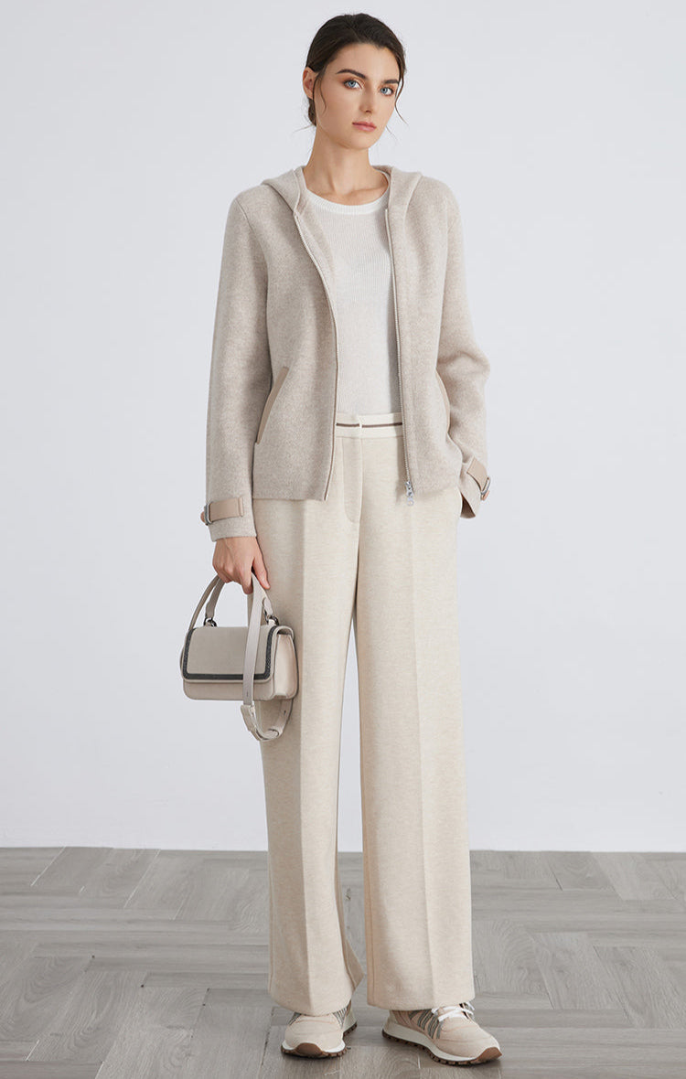 Merino Yünü Örgü Kapüşonlu Ceket