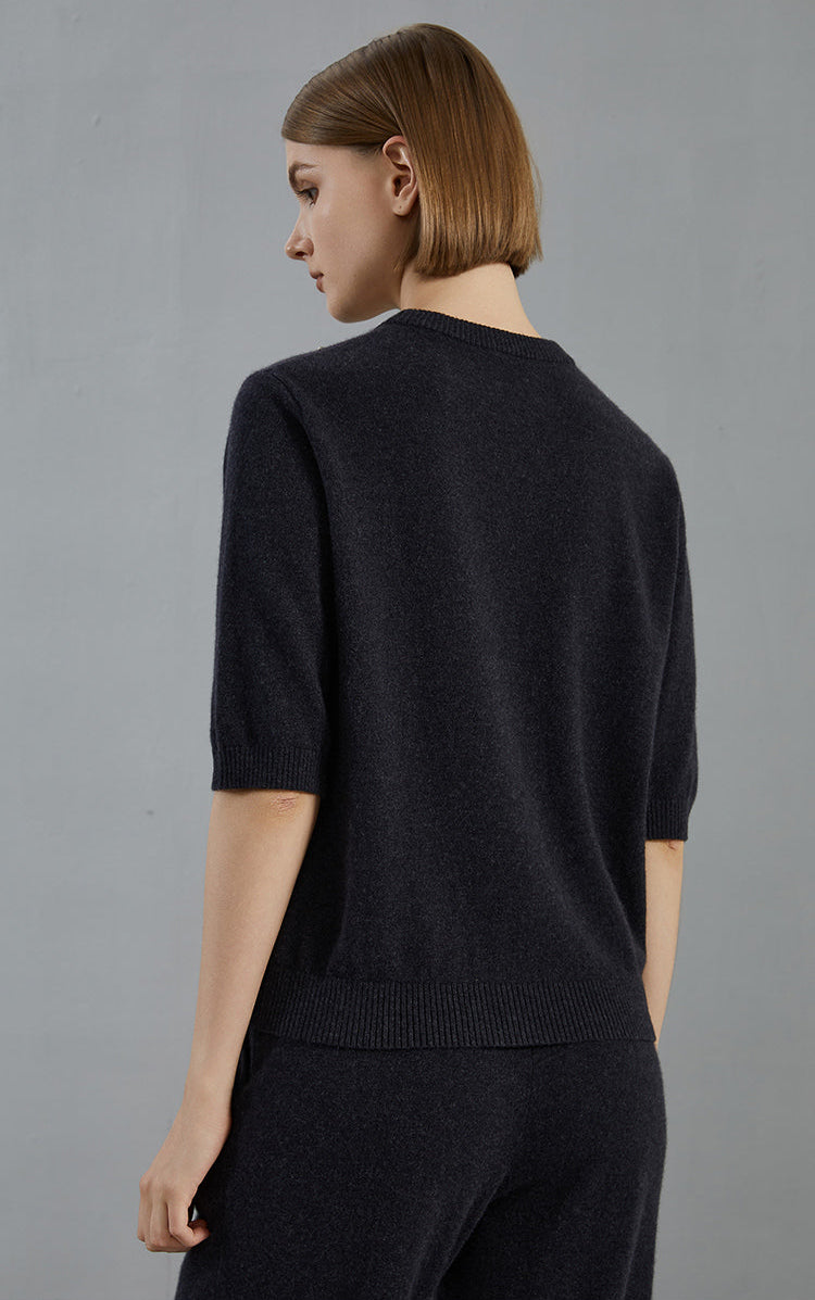 Saf Kaşmir İşlemeli Kazak