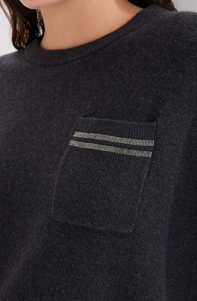 Merino Yünü Cepli Örgü Kazak