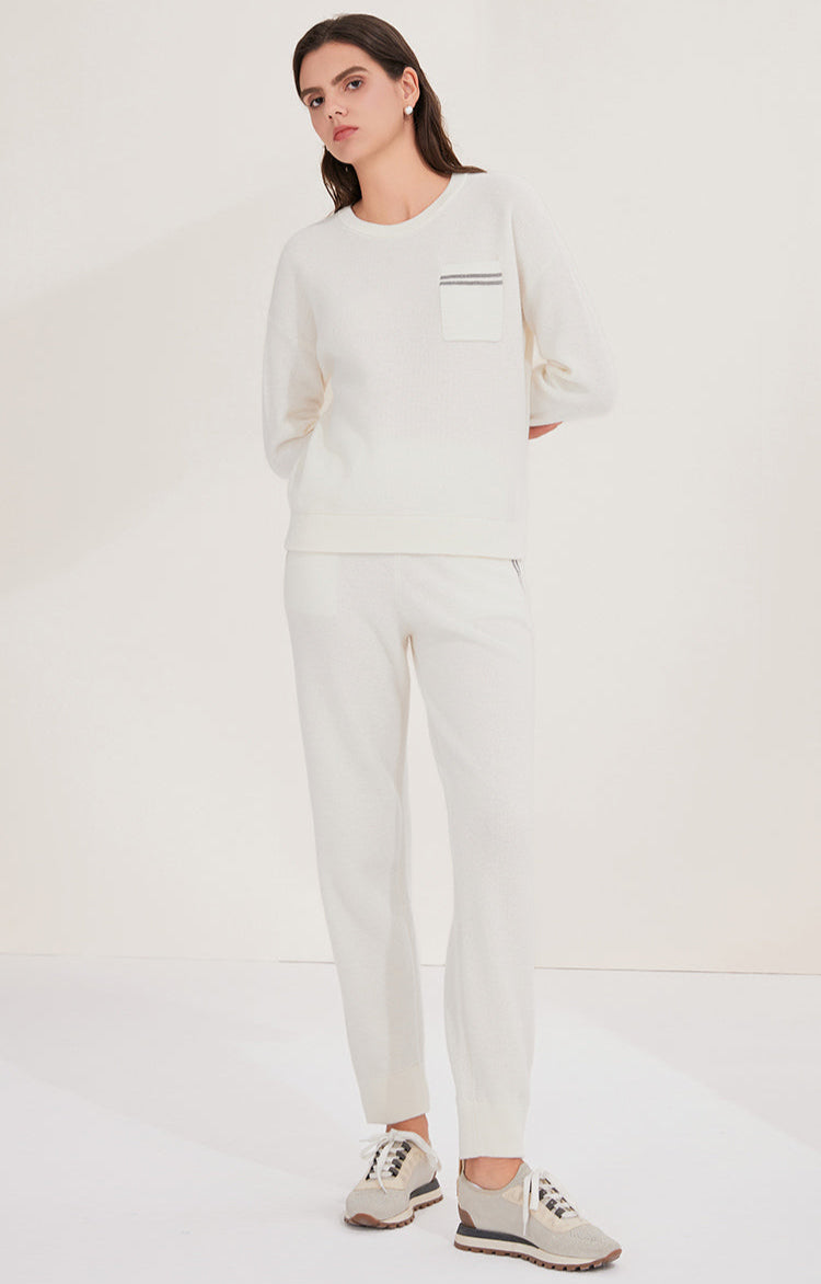 Merino Yünü Cepli Örgü Kazak