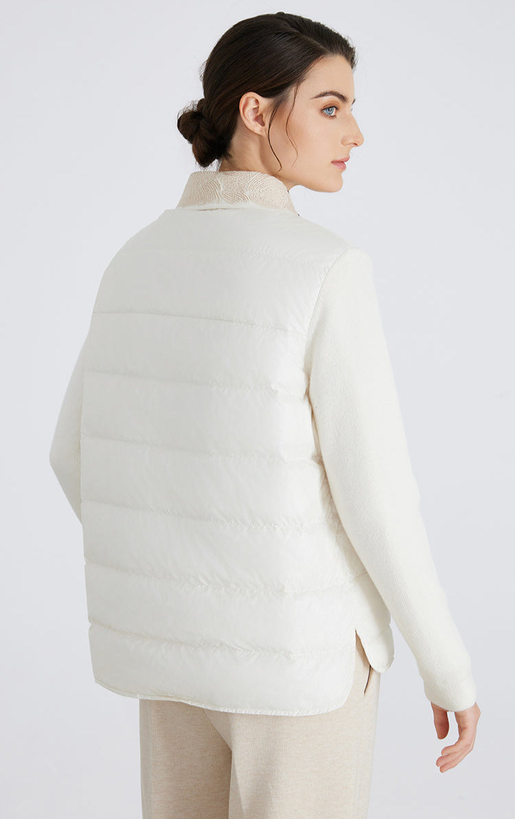 İpek & Yün Dolgulu Pul İşlemeli Mont