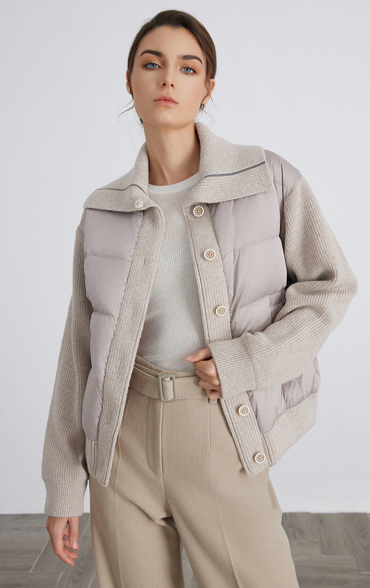 Yün & Kaz Tüyü Geniş Yaka Ceket