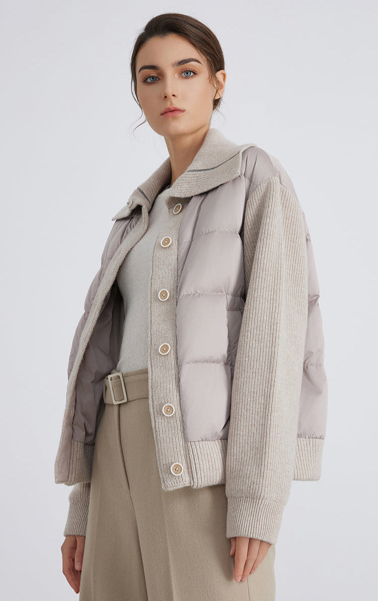 Yün & Kaz Tüyü Geniş Yaka Ceket