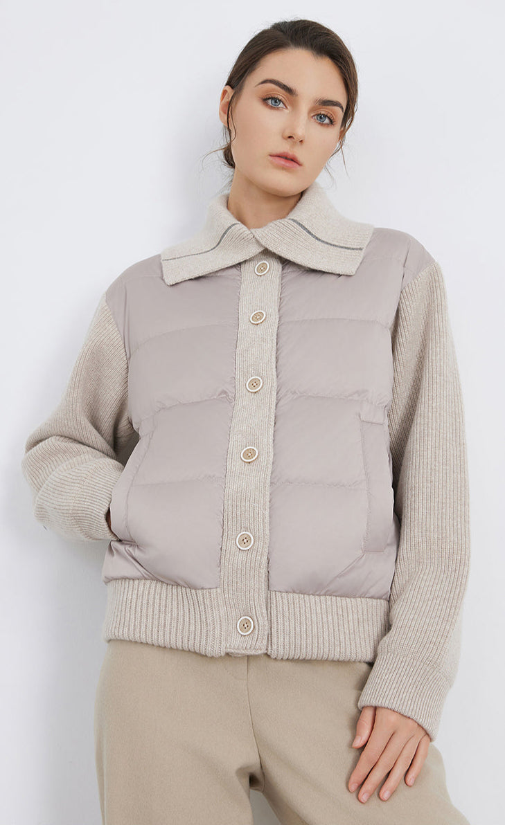 Yün & Kaz Tüyü Geniş Yaka Ceket