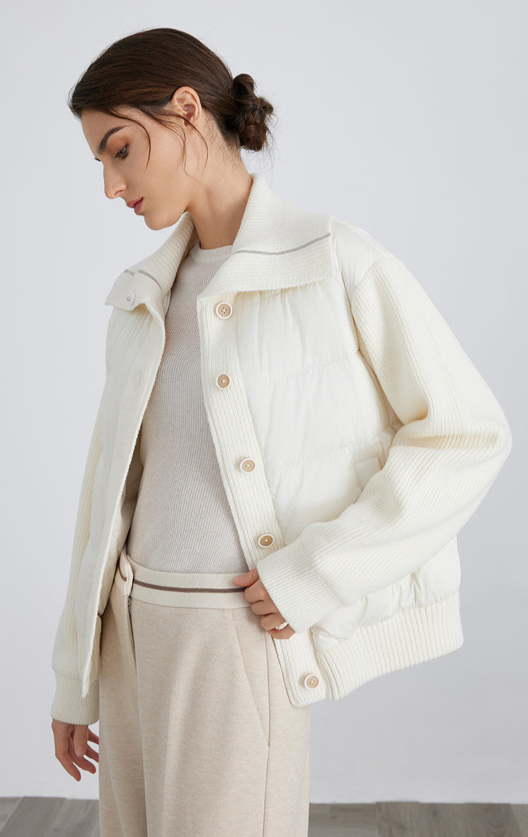 Yün & Kaz Tüyü Geniş Yaka Ceket