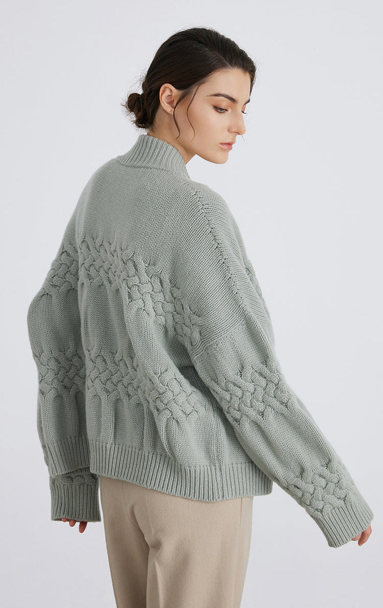 Merino Yünü Düğmeli Kadife Hırka