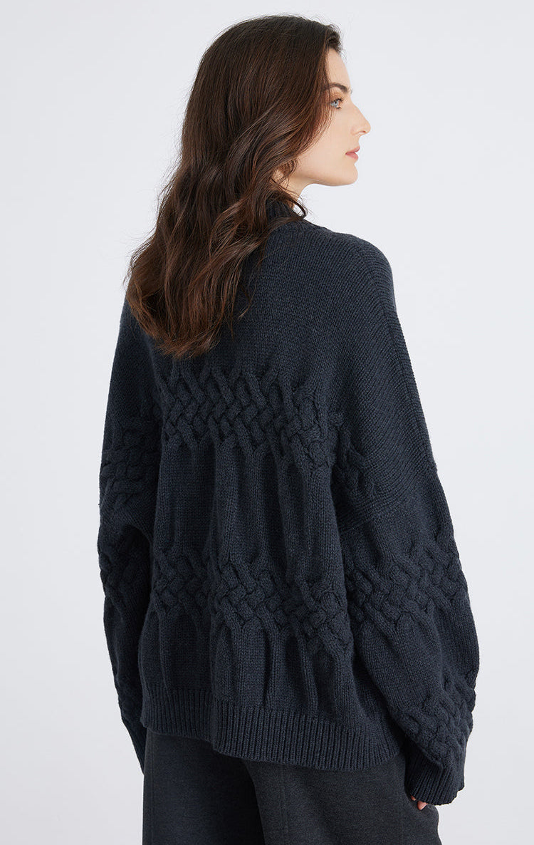 Merino Yünü Düğmeli Kadife Hırka