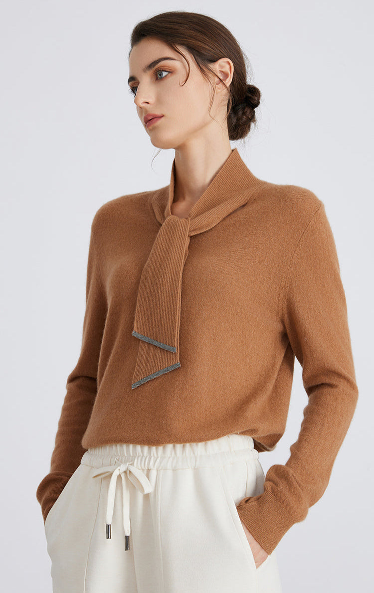 Saf Kaşmir Atkı Yaka Kazak