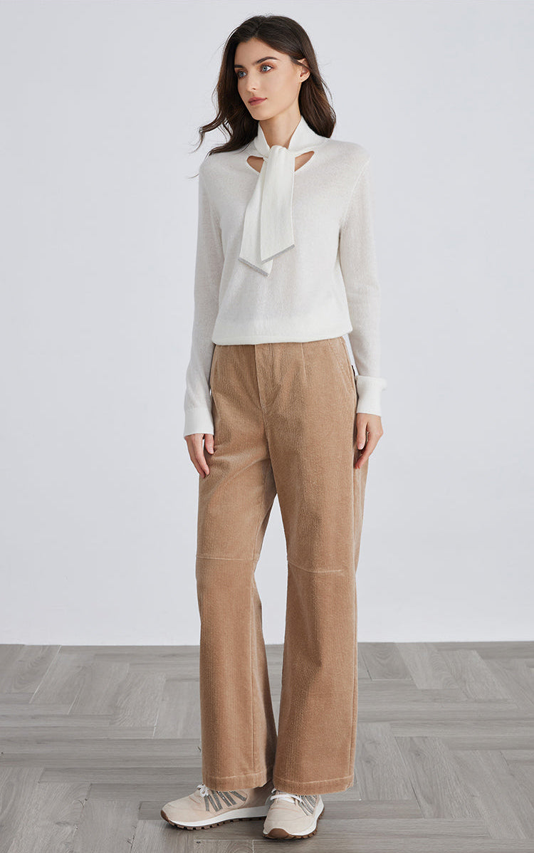 Saf Kaşmir Atkı Yaka Kazak