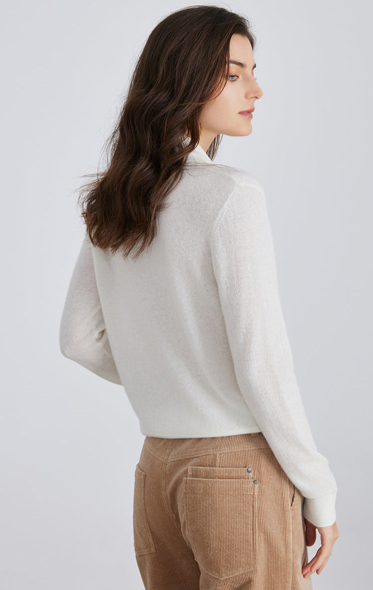 Saf Kaşmir Atkı Yaka Kazak