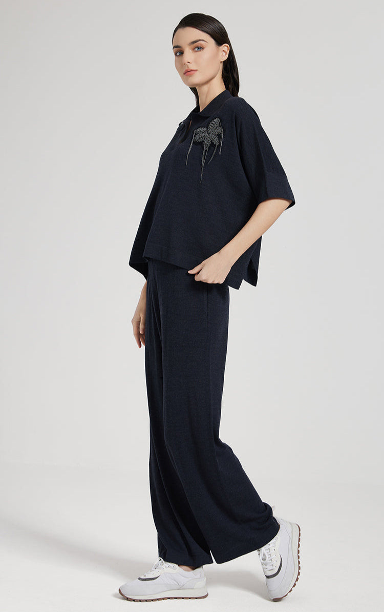 Yün & İpek Düz Paça Pantolon