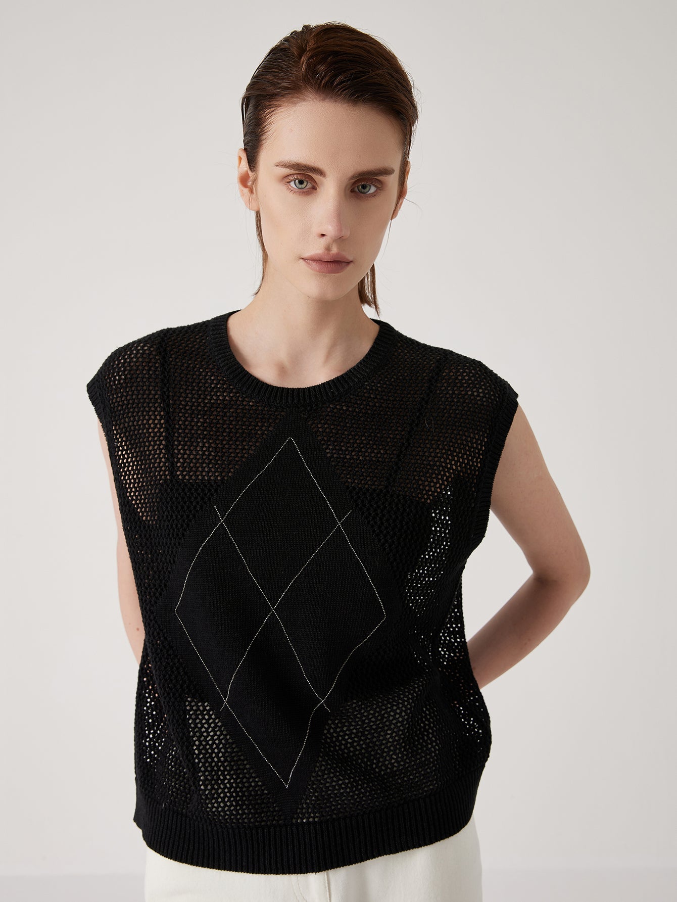 Keten Örgü Kolsuz Yelek