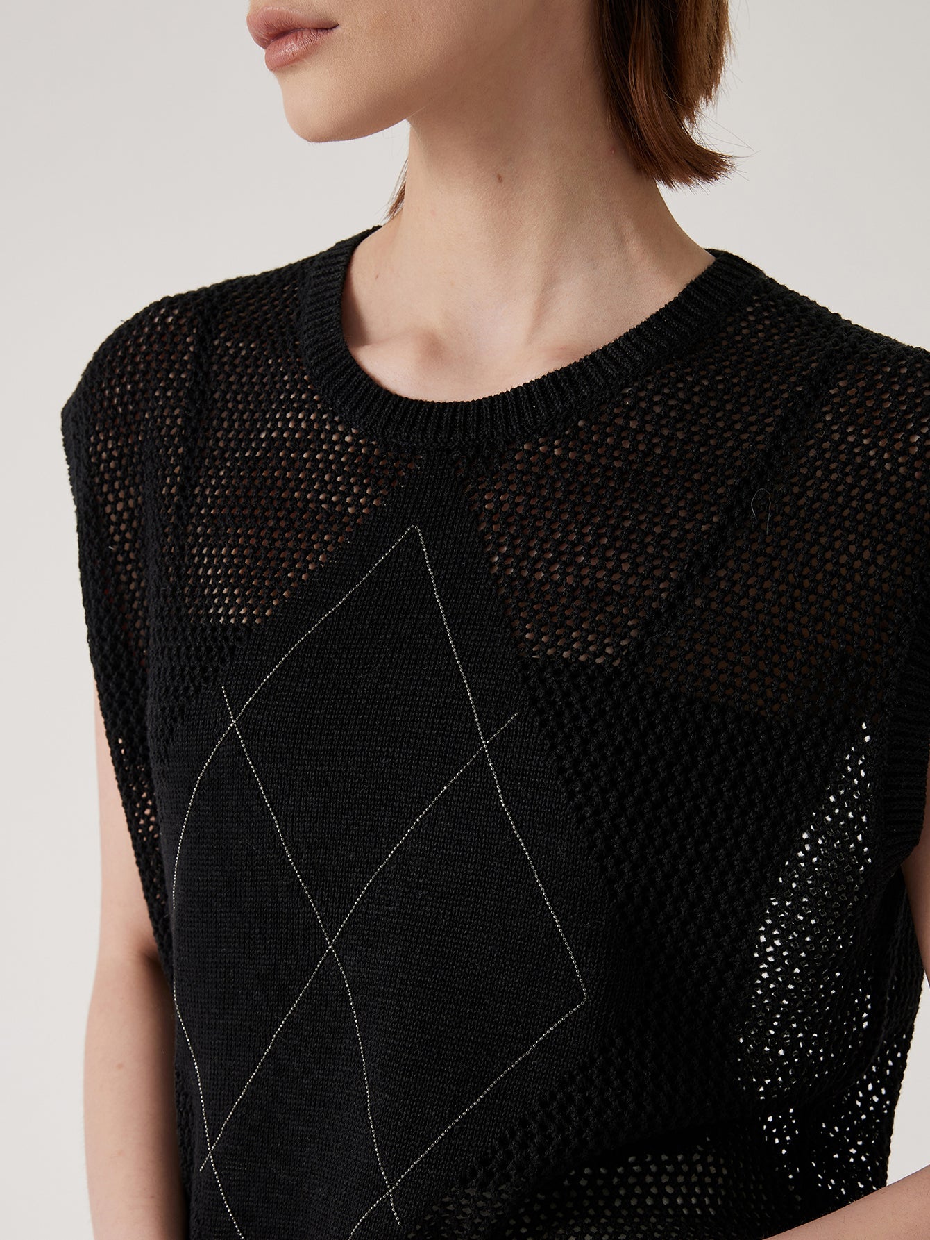 Keten Örgü Kolsuz Yelek