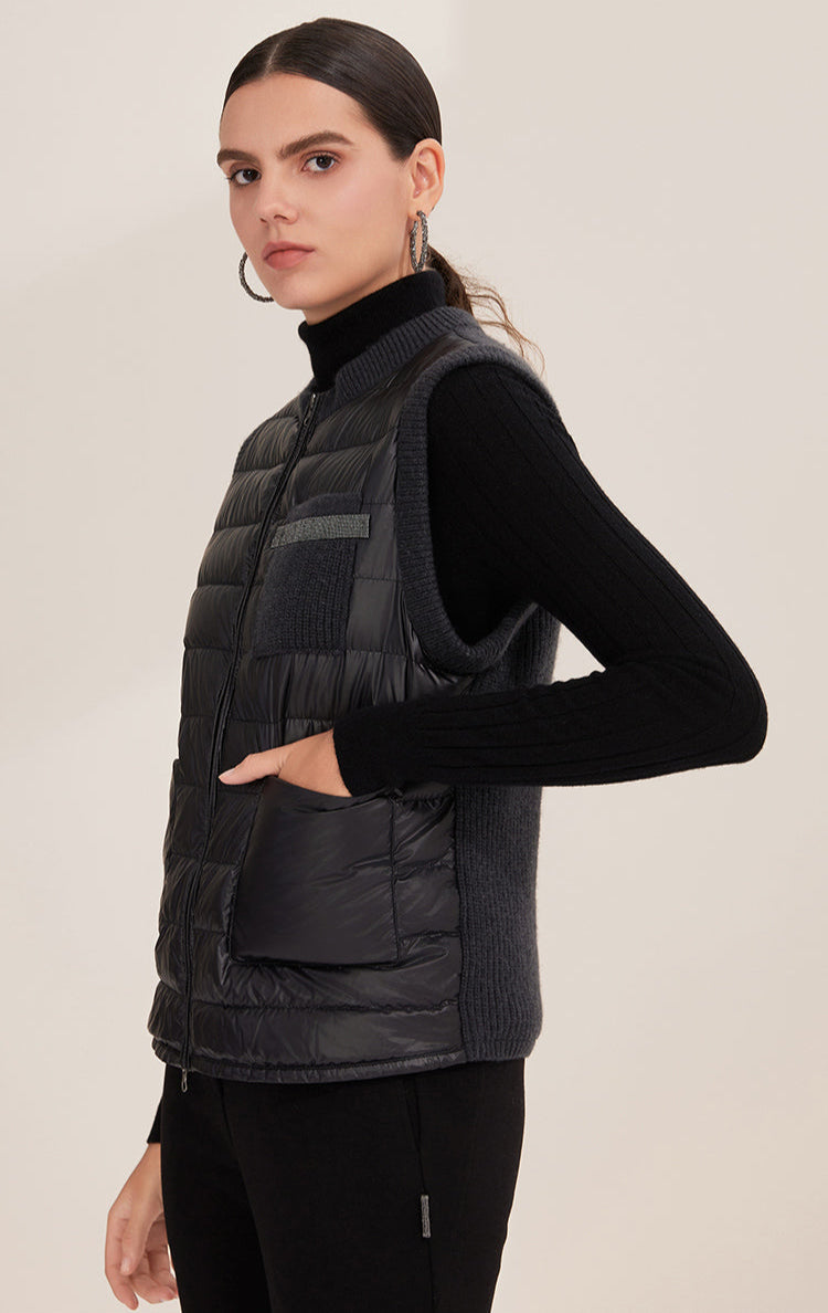 Saf Kaşmir Düğmeli Kolsuz Şişme Yelek