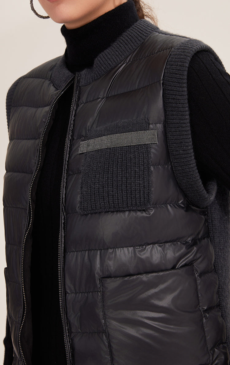 Saf Kaşmir Düğmeli Kolsuz Şişme Yelek