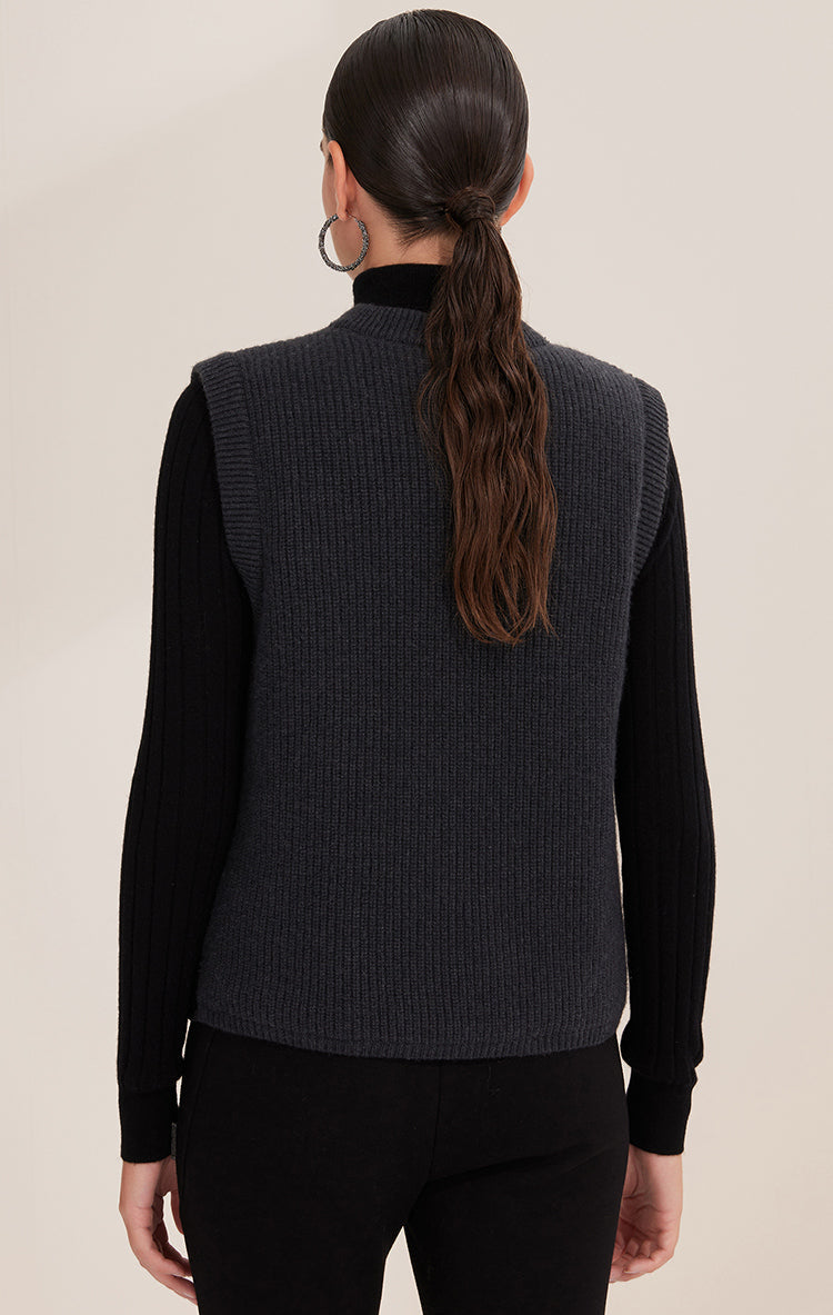 Saf Kaşmir Düğmeli Kolsuz Şişme Yelek