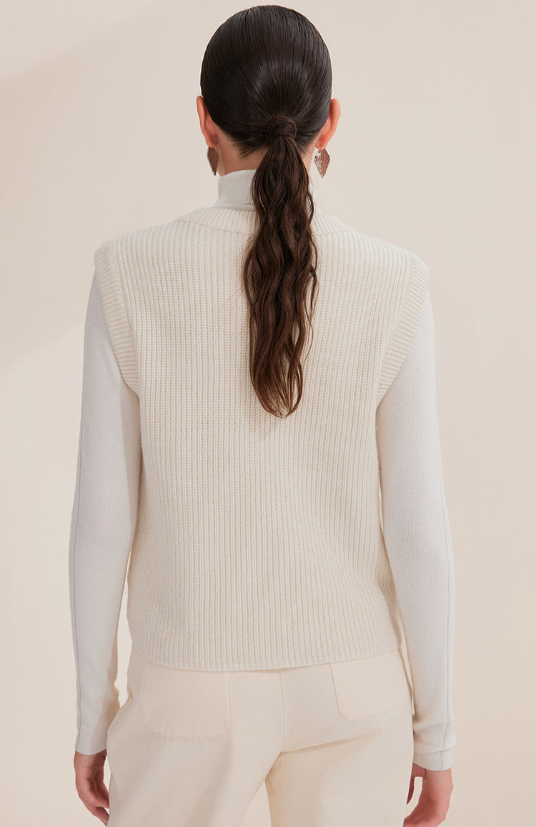 Saf Kaşmir Düğmeli Kolsuz Şişme Yelek