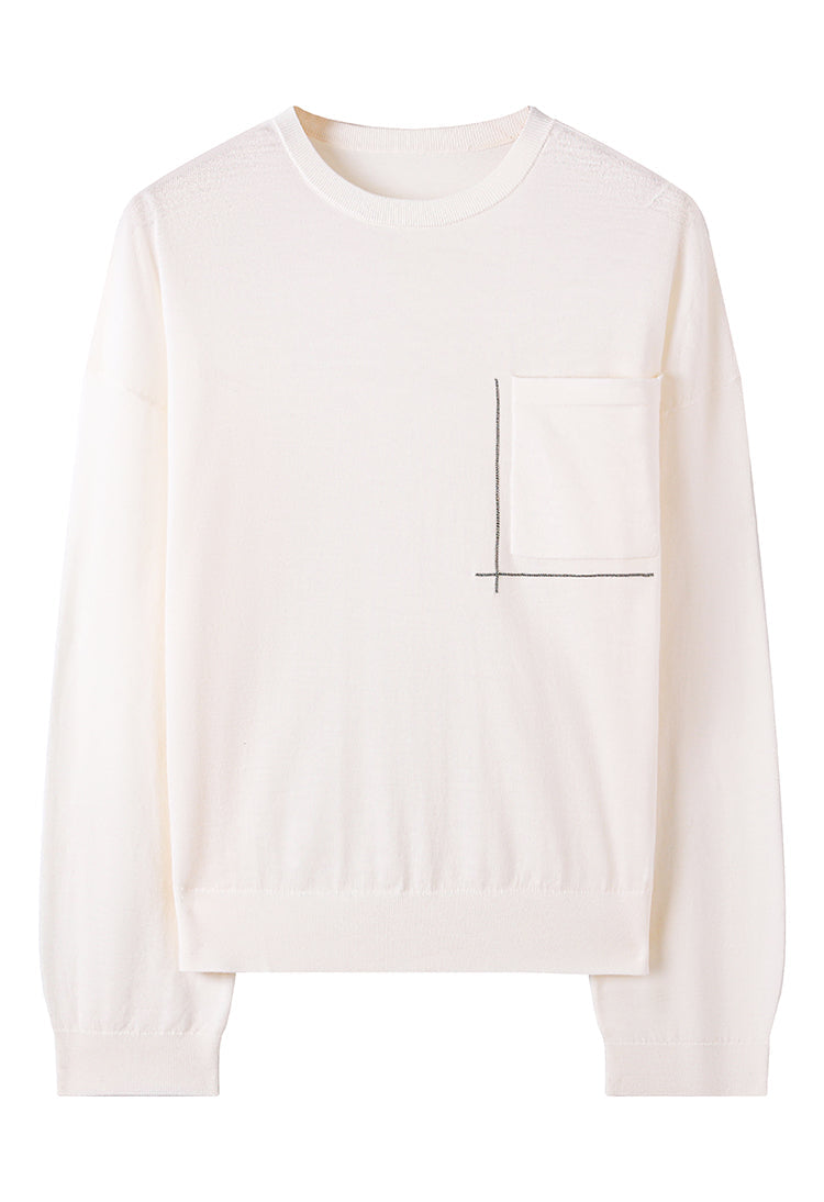 Merino Yünü İnce Dokulu Cepli Kazak