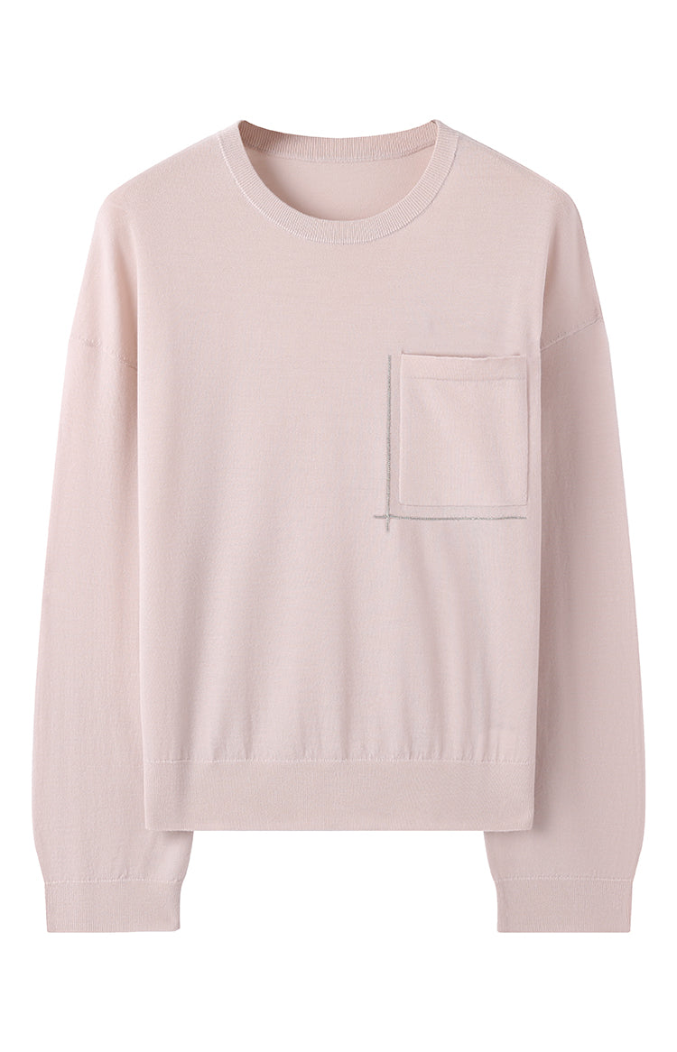 Merino Yünü İnce Dokulu Cepli Kazak