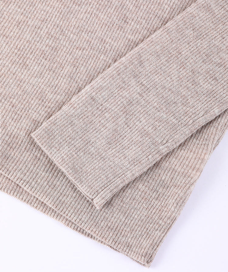 Yün Çizgili Nervürlü Polo Kazak