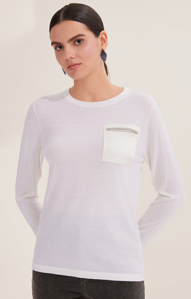 Merino Yünü Cepli Triko