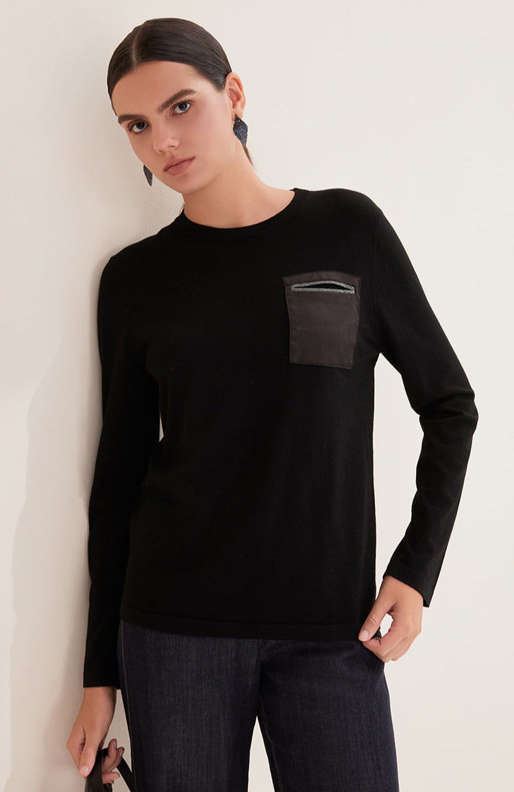 Merino Yünü Cepli Triko