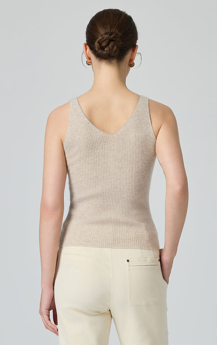 Saf Kaşmir Düğmeli V Yaka Triko Atlet