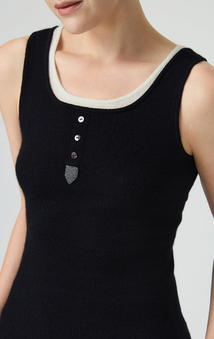 Saf Kaşmir Düğmeli Atlet