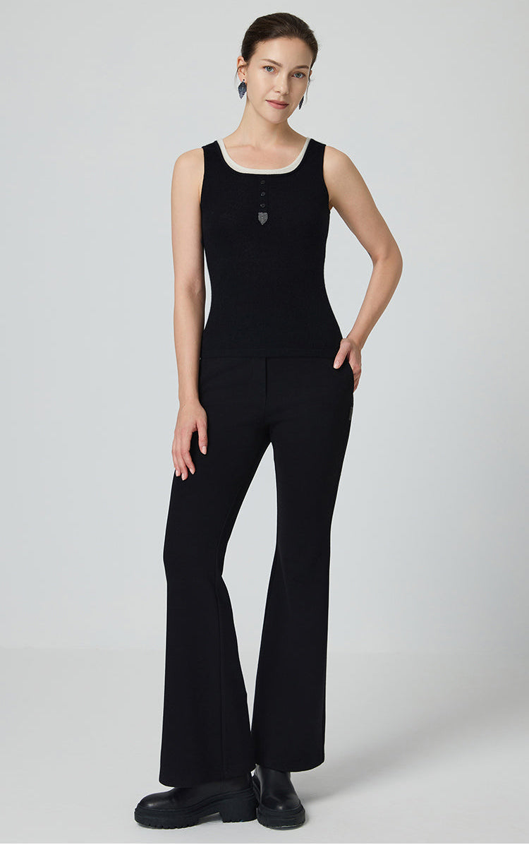 Saf Kaşmir Düğmeli Atlet