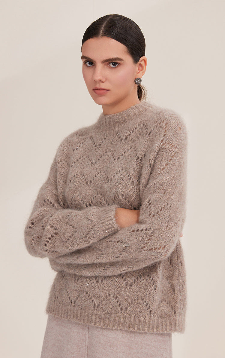 Merino Yünü Örme Mohair Kazak