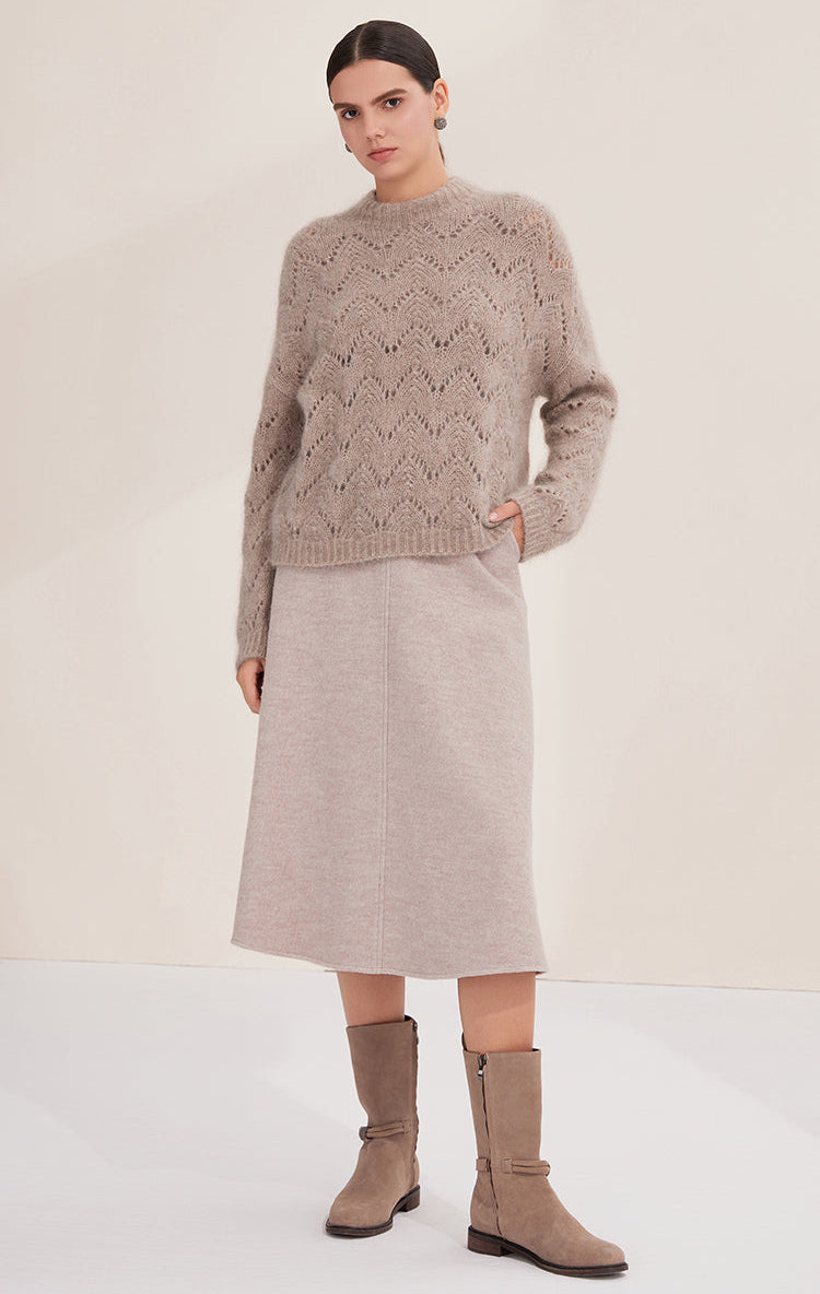 Merino Yünü Örme Mohair Kazak