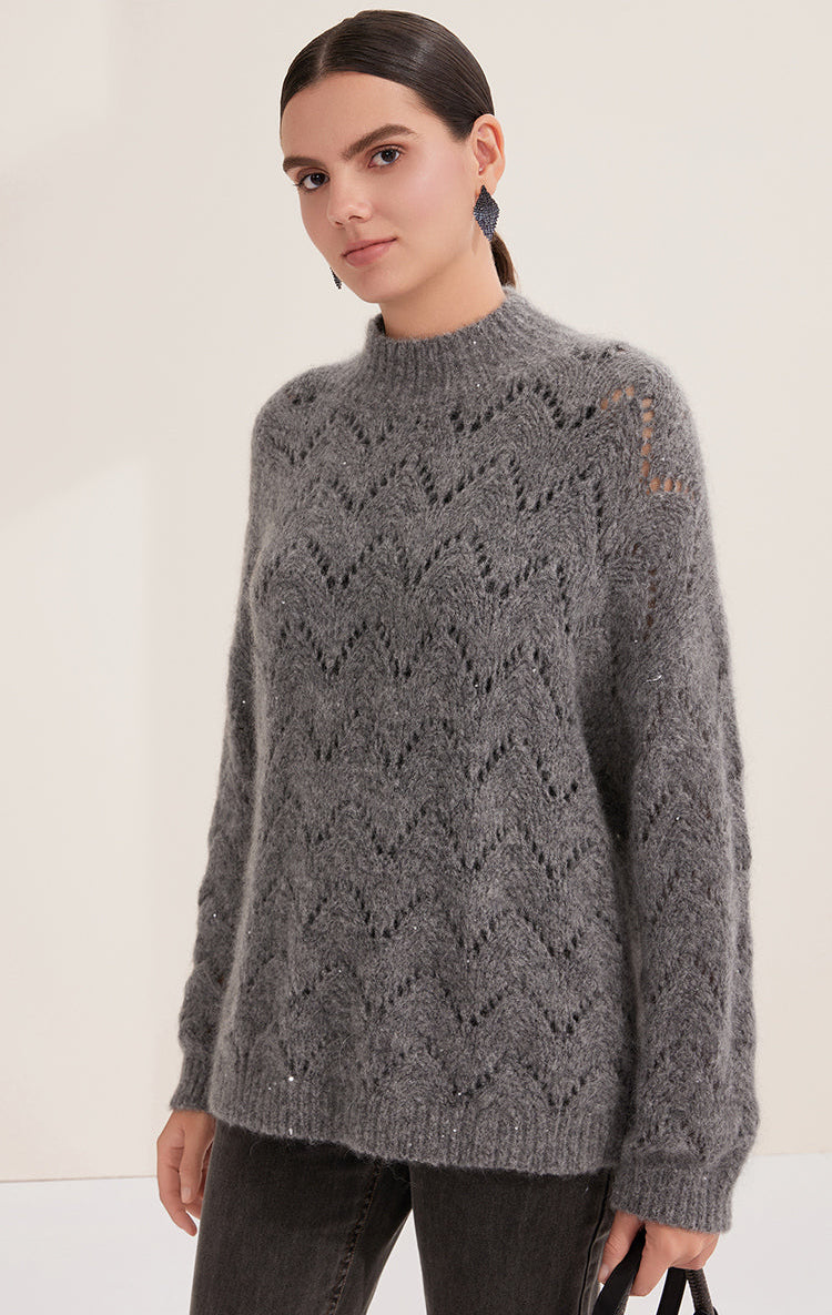 Merino Yünü Örme Mohair Kazak