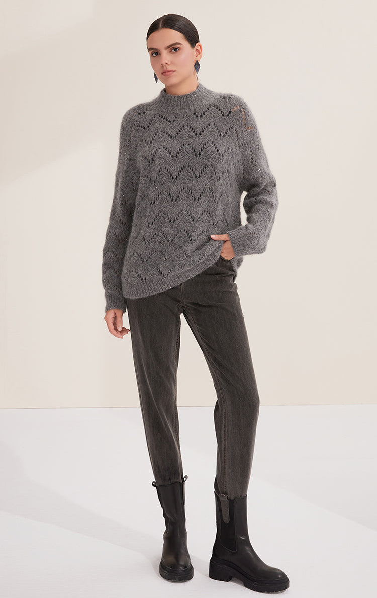 Merino Yünü Örme Mohair Kazak