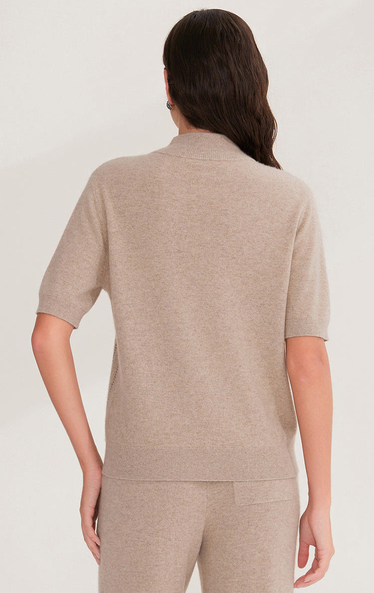 Saf Kaşmir Pul Bağlamalı Payet Çizgili Üst