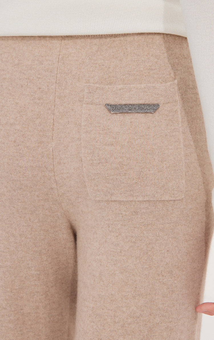 Saf Kaşmir Geniş Paça Örgü Pantolon