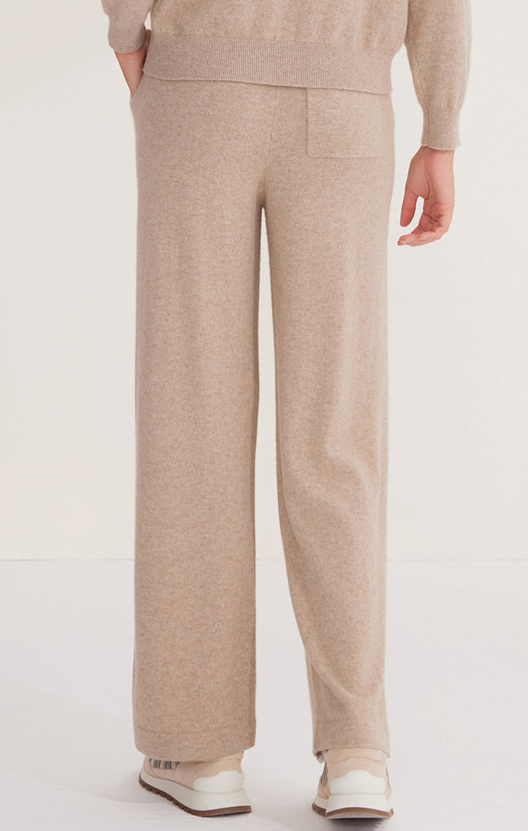 Saf Kaşmir Geniş Paça Örgü Pantolon