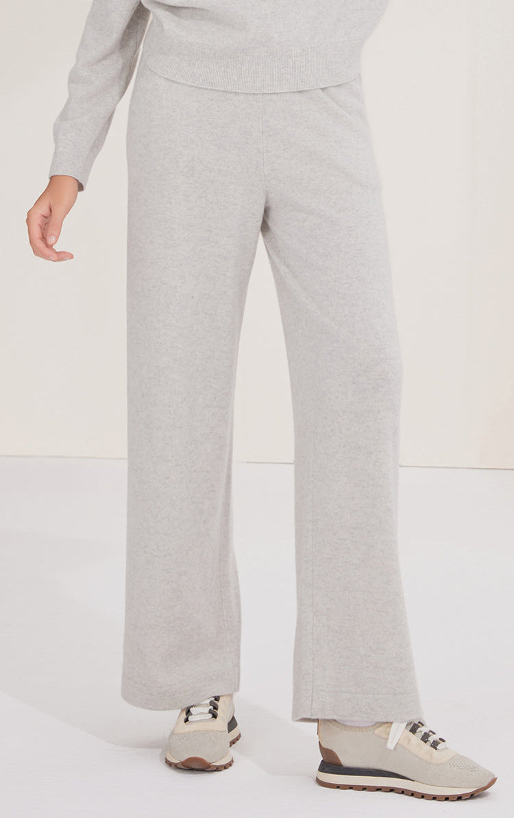 Saf Kaşmir Geniş Paça Örgü Pantolon
