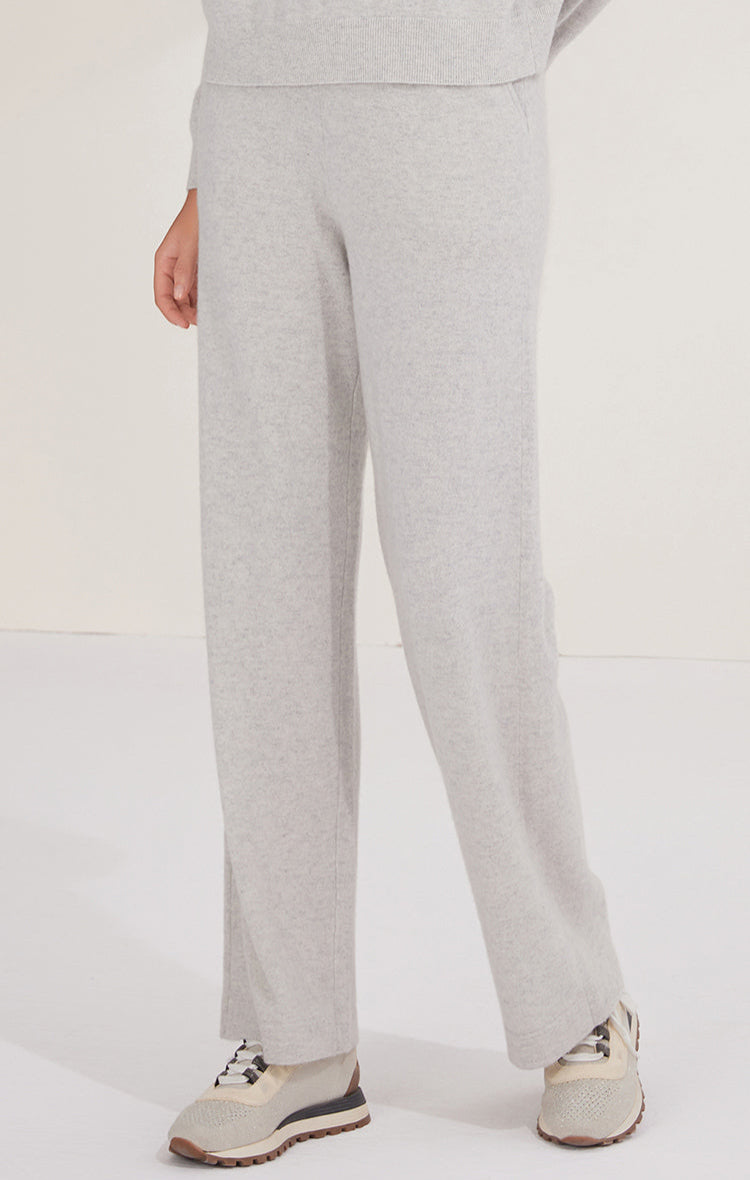 Saf Kaşmir Geniş Paça Örgü Pantolon