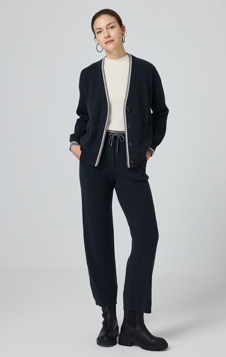 Merino Yünü Örgü Ribana Paçalı Pantolon